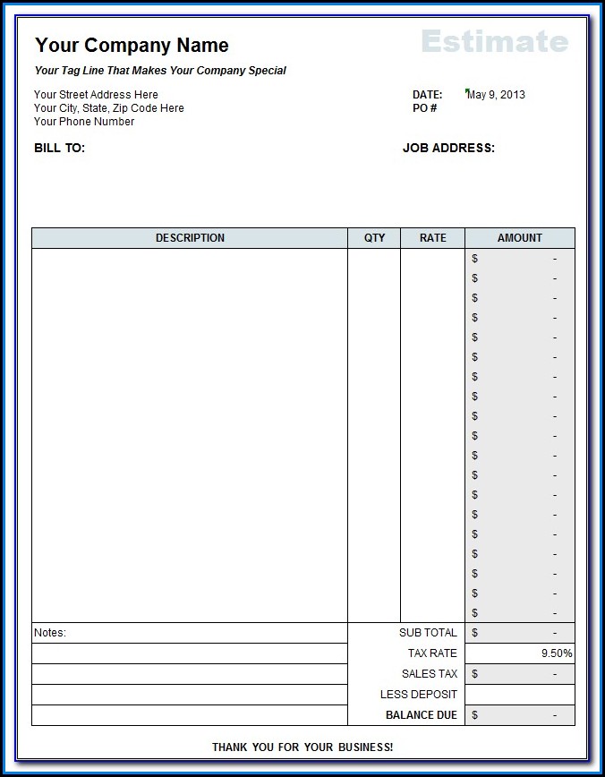Free Contractor Estimate Forms Pdf Free Contractor Estimate Forms Pdf