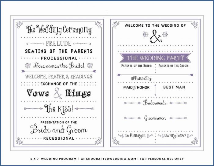 Free Downloadable Wedding Program Template That Can Be Printed Free Downloadable Wedding Program Template That Can Be Printed