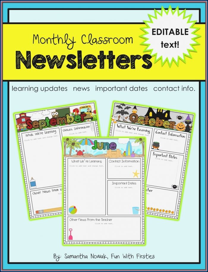 Free Editable Newsletter Templates For Kindergarten Free Editable Newsletter Templates For Kindergarten