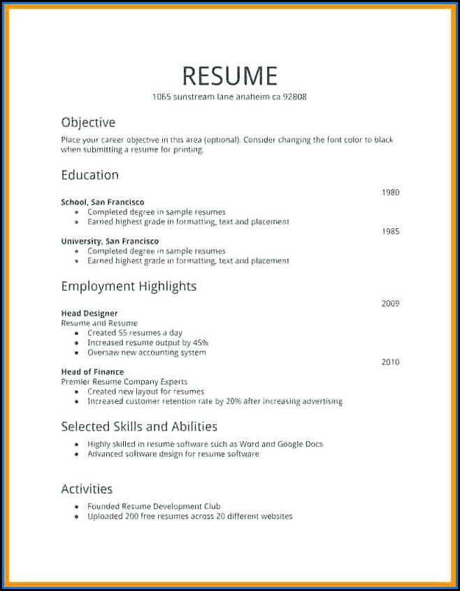 Free First Job Resume Templates Free First Job Resume Templates