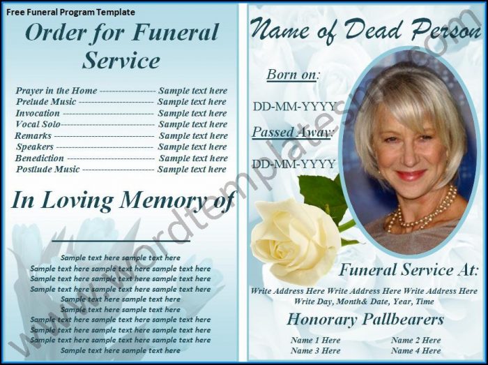 Free Funeral Program Template Download Free Funeral Program Template Download