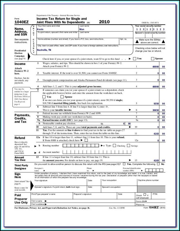Income Tax Form 1040ez Instructions Income Tax Form 1040ez Instructions