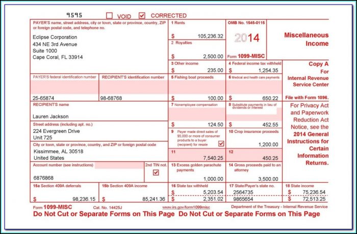Irs 1099 Misc Fillable Form 2017 Irs 1099 Misc Fillable Form 2017