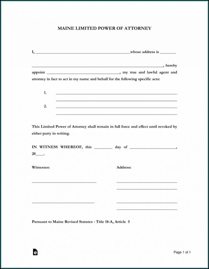 Limited Power Of Attorney Form Maine Limited Power Of Attorney Form Maine