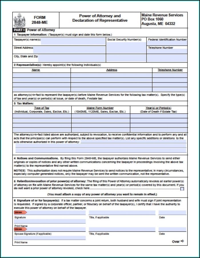 Maine Tax Power Of Attorney Form Maine Tax Power Of Attorney Form