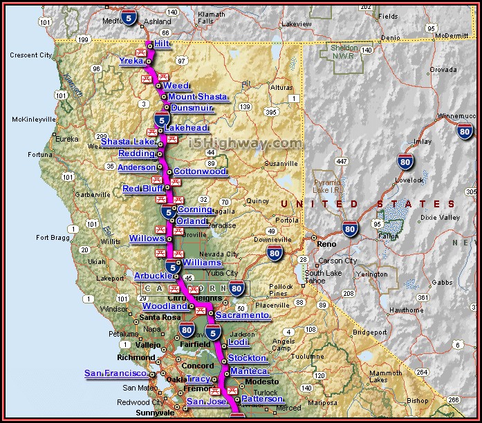 Map Of California Interstate 5 Map Of California Interstate 5
