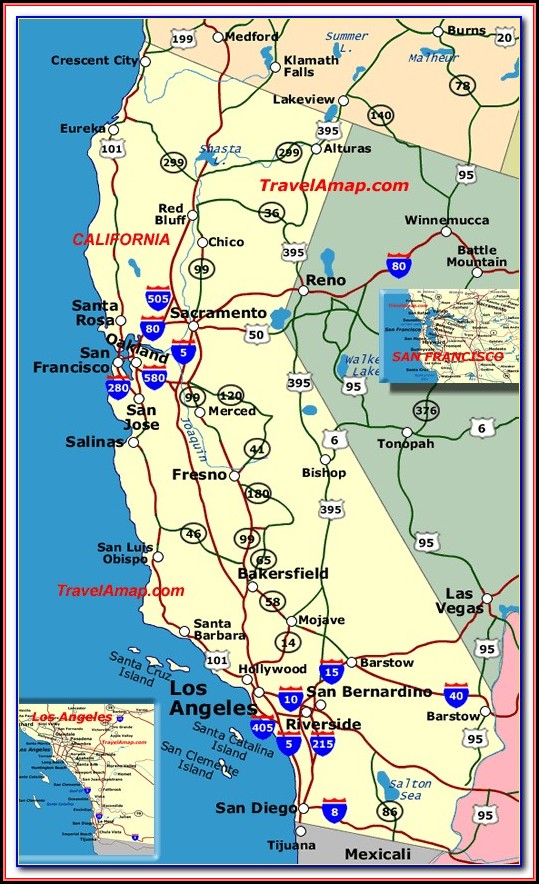 Map Of Central California Freeways Map Of Central California Freeways