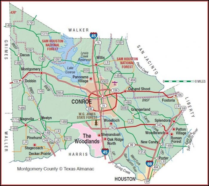 Map Of Montgomery County Texas Map Of Montgomery County Texas