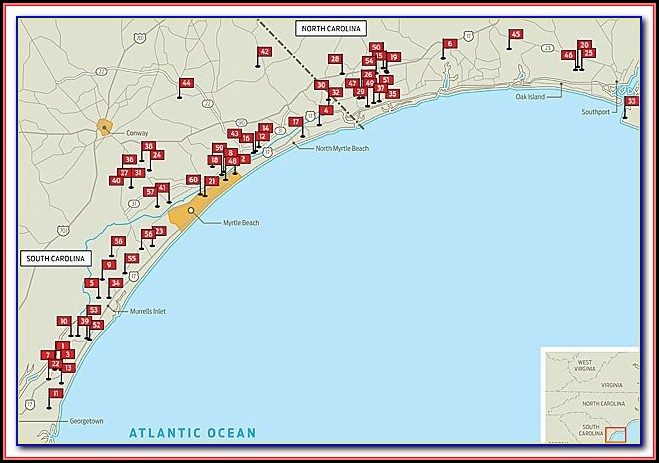Map Of Myrtle Beach Area Golf Courses Map Of Myrtle Beach Area Golf Courses