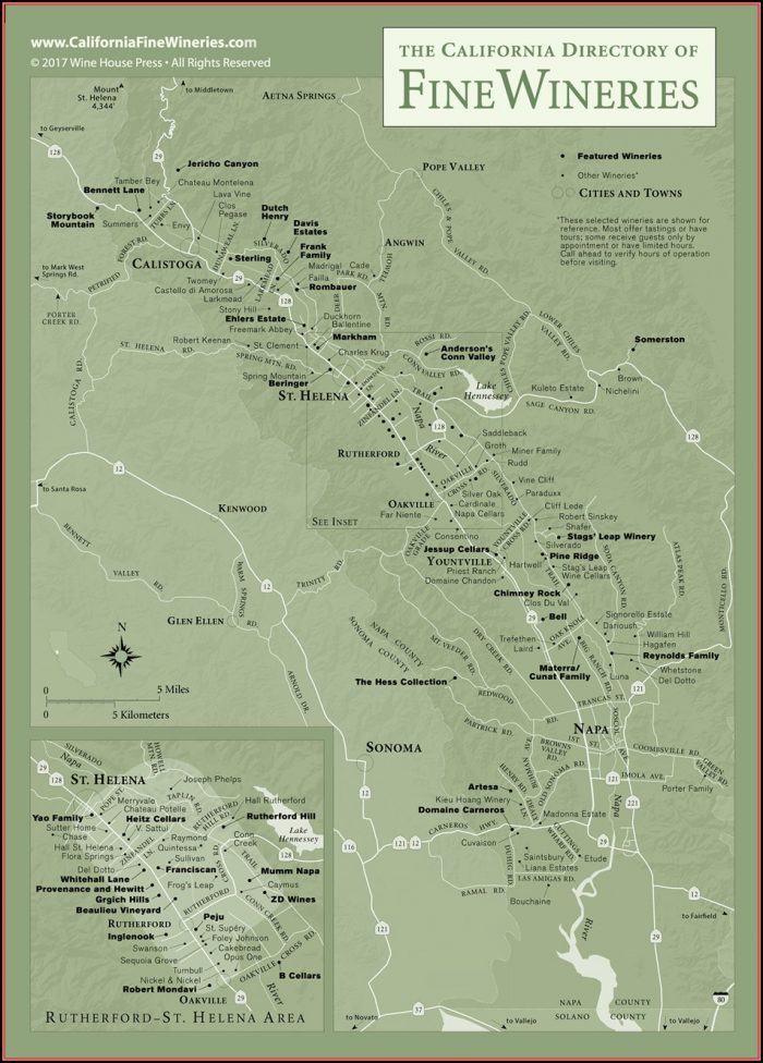 Map Of Napa Valley Wineries California Map Of Napa Valley Wineries California