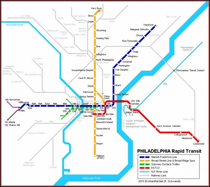 Map Of Philadelphia Subway Map Of Philadelphia Subway