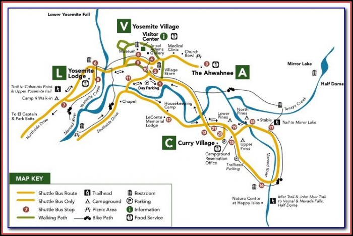 Map Of Yosemite Valley Hotels Map Of Yosemite Valley Hotels