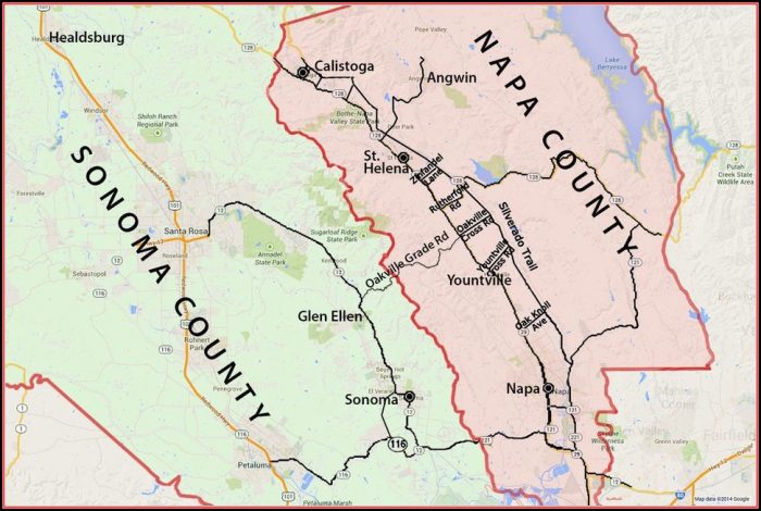 Map Sonoma Napa Valley California Map Sonoma Napa Valley California