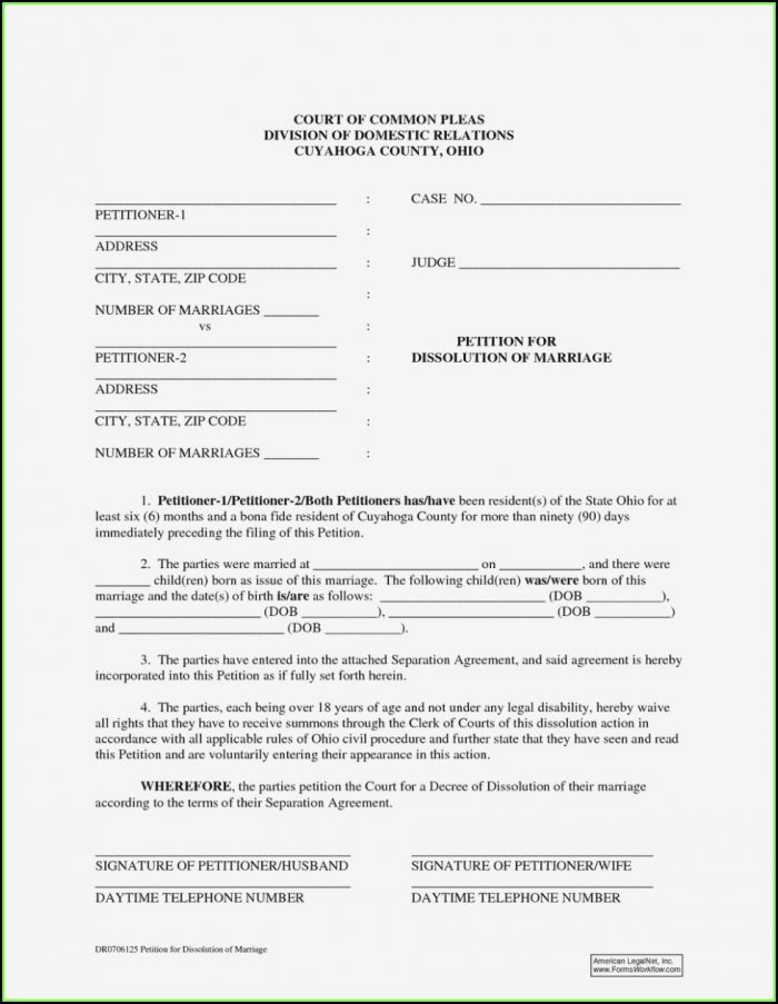 Ohio Dissolution Of Marriage Forms Ohio Dissolution Of Marriage Forms