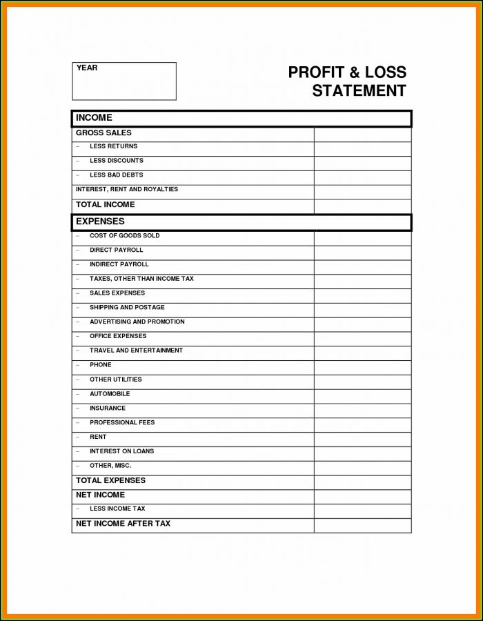 Profit Loss Statement Form Free Profit Loss Statement Form Free