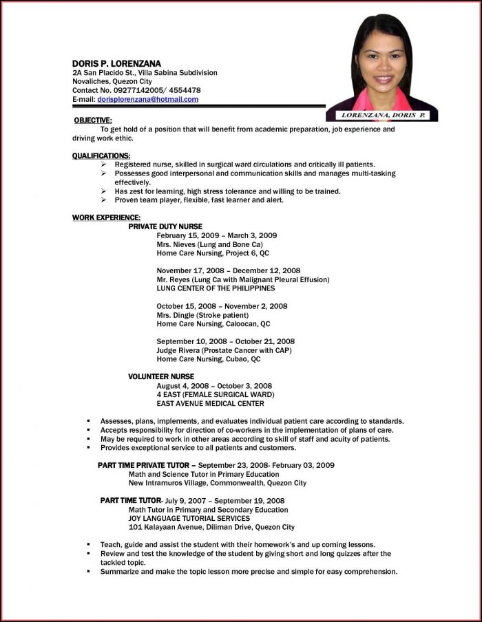 Resume Sample For Nurses Abroad Resume Sample For Nurses Abroad