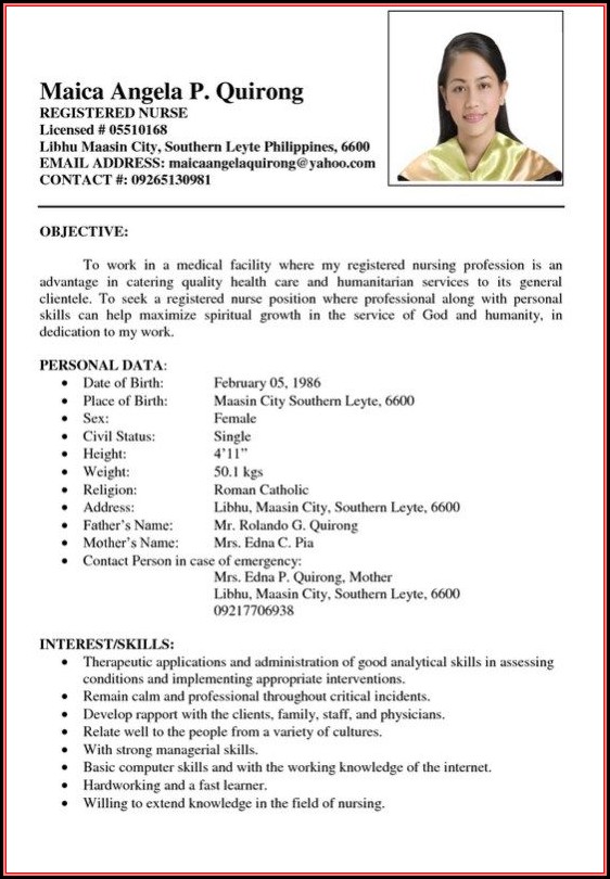 Resume Sample For Nurses Philippines Resume Sample For Nurses Philippines