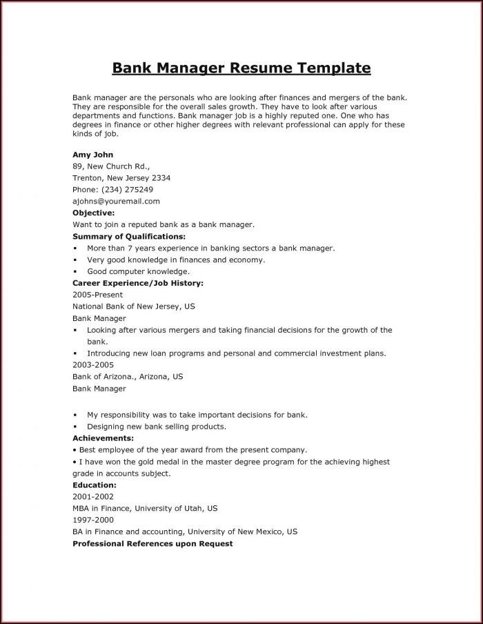 Resume Samples For Banking Jobs In India Resume Samples For Banking Jobs In India
