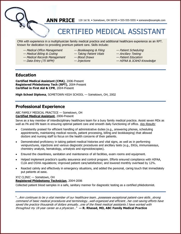 Resume Template For Medical Assistant Resume Template For Medical Assistant