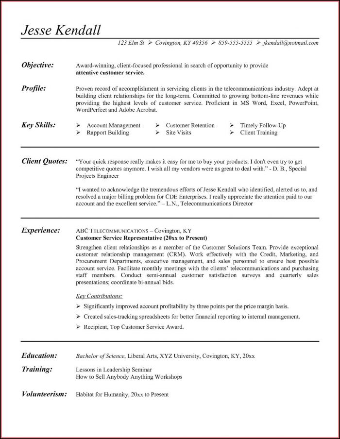Resume Templates For Customer Service Resume Templates For Customer Service