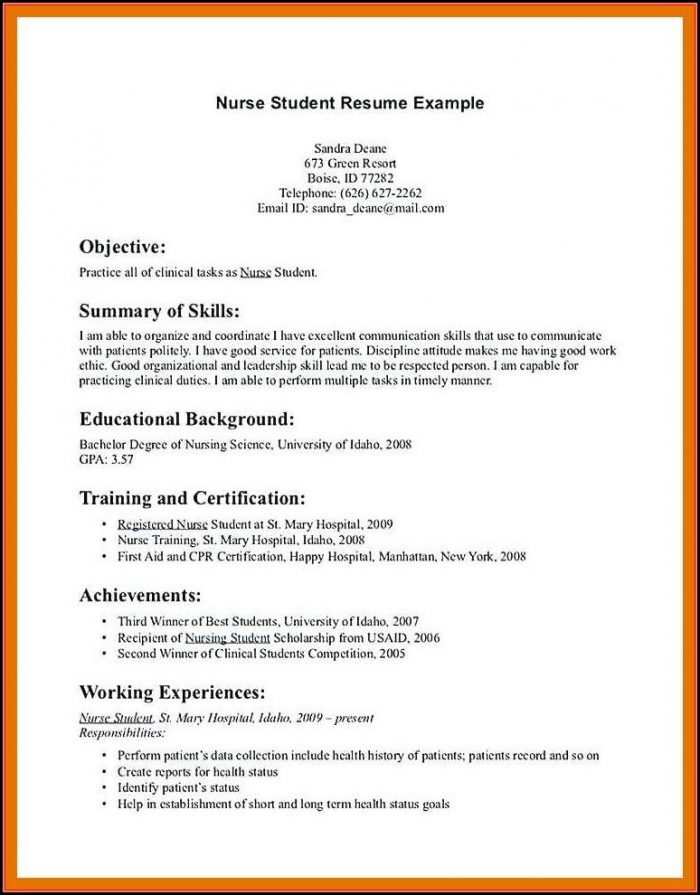 Resume Templates Nursing Students Resume Templates Nursing Students