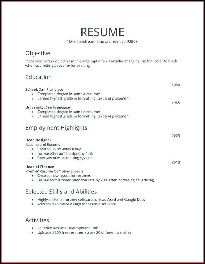 Resumes Examples For Jobs Resumes Examples For Jobs