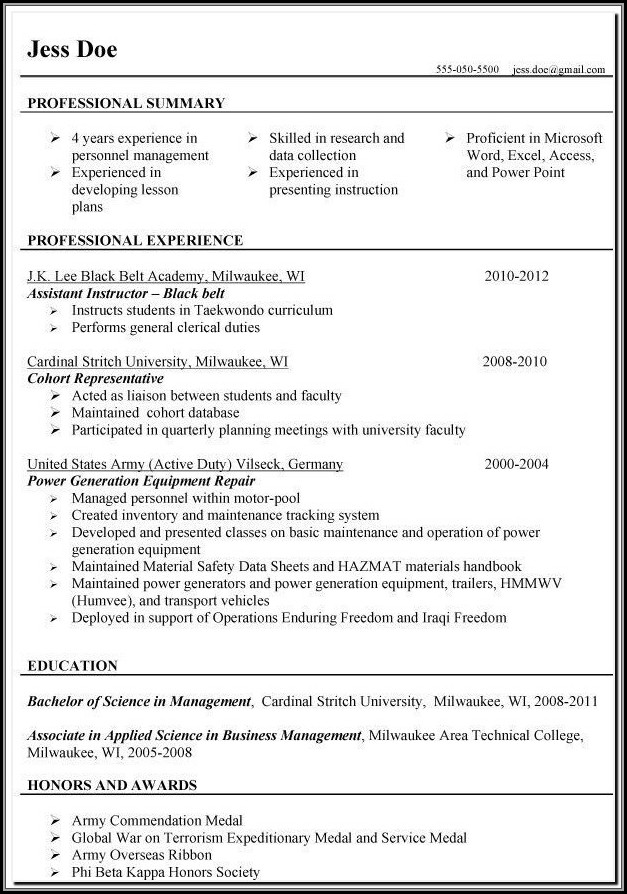 Resumes For Military Veterans Resumes For Military Veterans