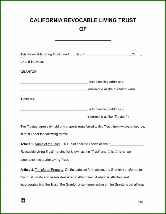 Revocable Living Trust Form Pdf Revocable Living Trust Form Pdf