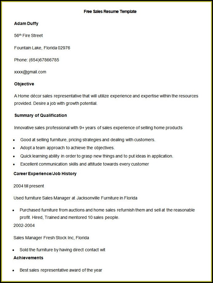 Sales Resume Templates Free Download Sales Resume Templates Free Download