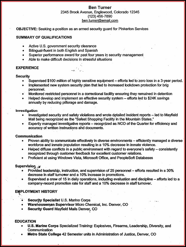 Sample Armed Security Guard Resume Sample Armed Security Guard Resume