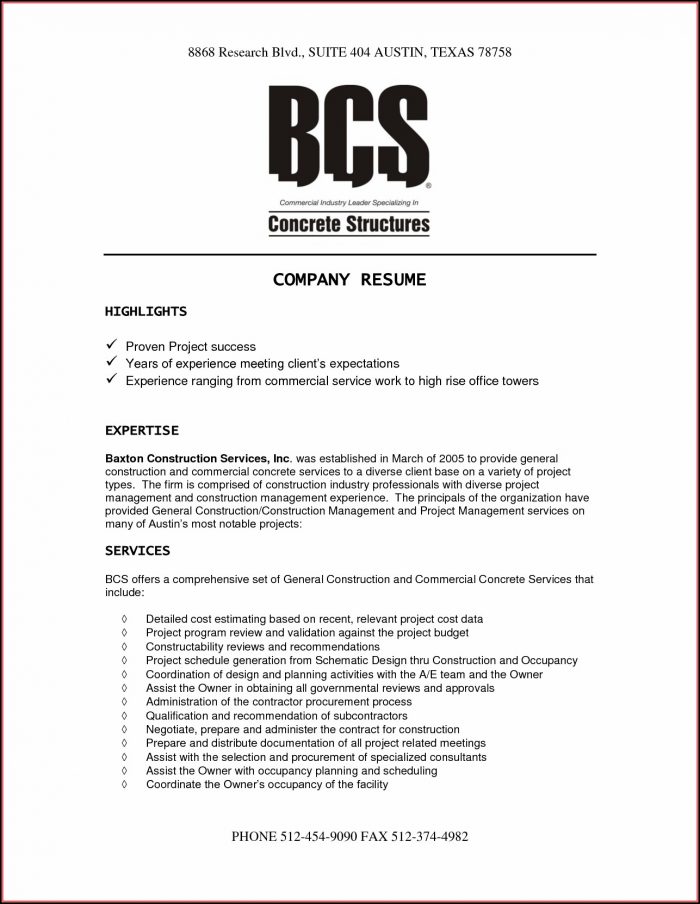 Sample Company Resume Templates Sample Company Resume Templates