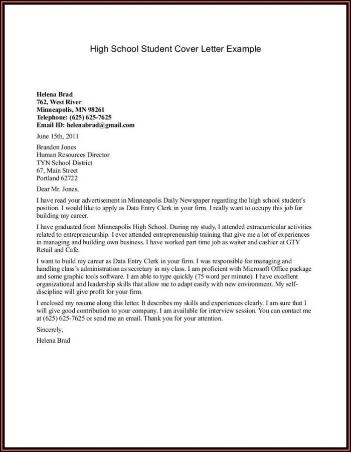 Sample High School Resumes And Cover Letters Sample High School Resumes And Cover Letters