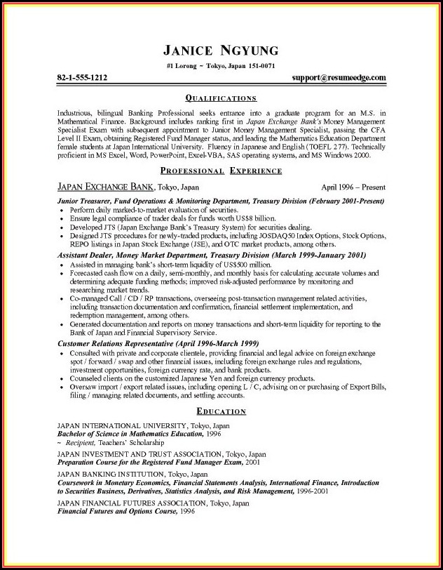 Sample In Resume New Grad Sample In Resume New Grad
