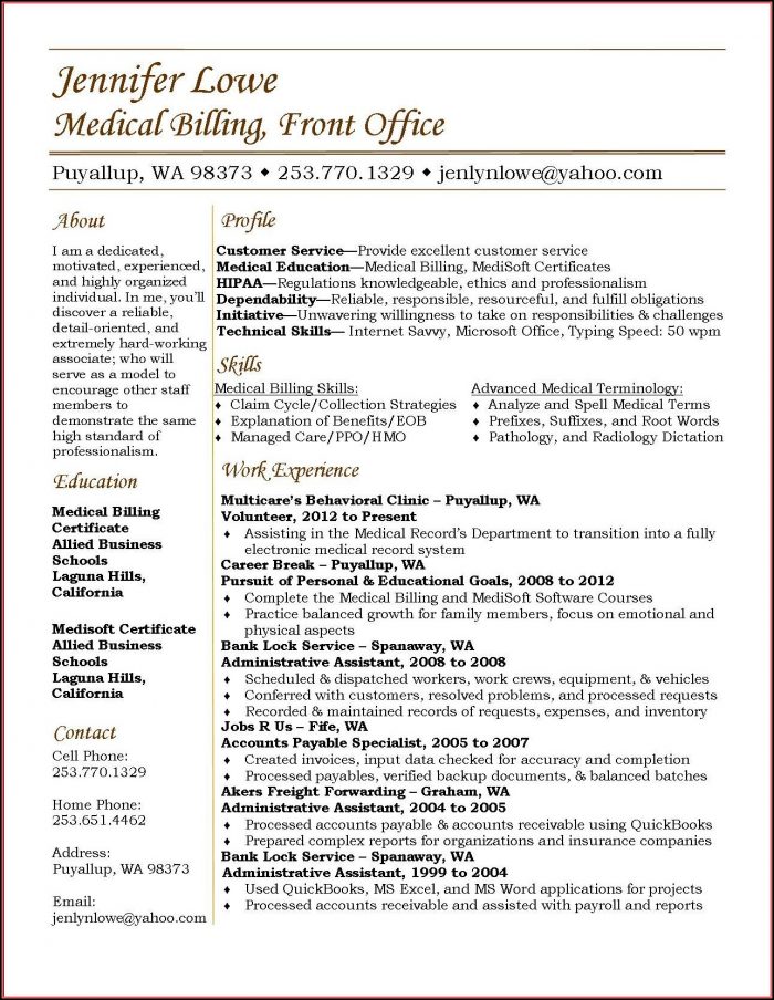 Sample Medical Billing Resume Templates Sample Medical Billing Resume Templates