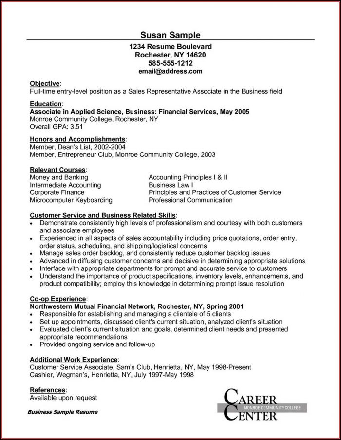 Sample Of Resume For Customer Service Sample Of Resume For Customer Service