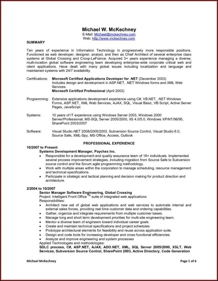 Sample Resume For .net Developer With 1 Year Experience Sample Resume For .net Developer With 1 Year Experience
