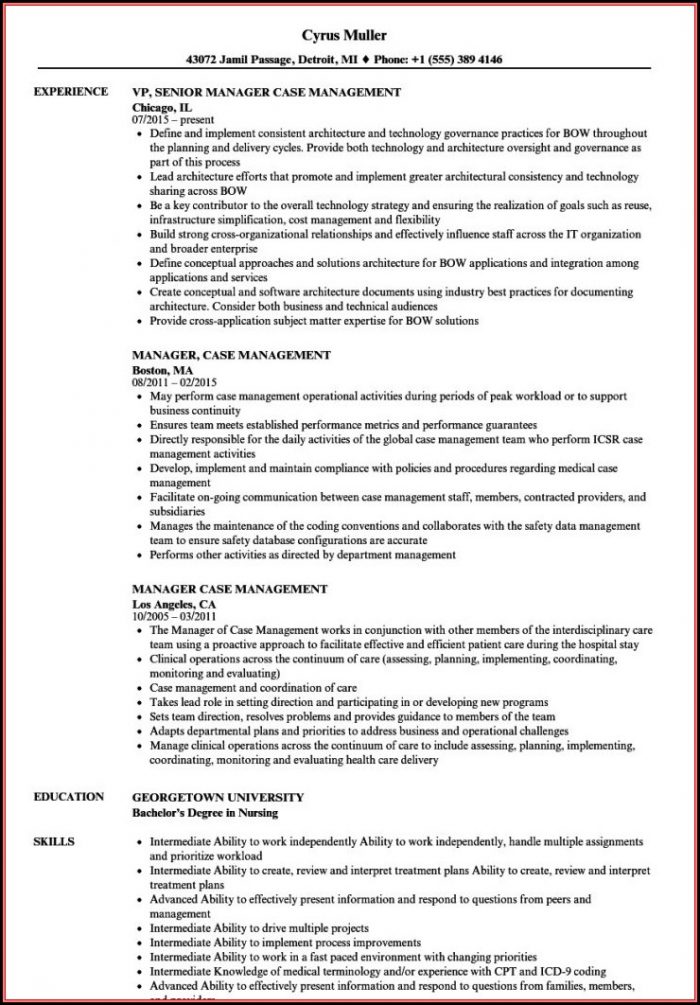 Sample Resume For Rn Case Manager Sample Resume For Rn Case Manager
