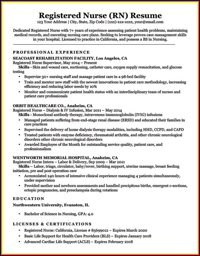 Sample Resume For Rn With One Year Experience Sample Resume For Rn With One Year Experience