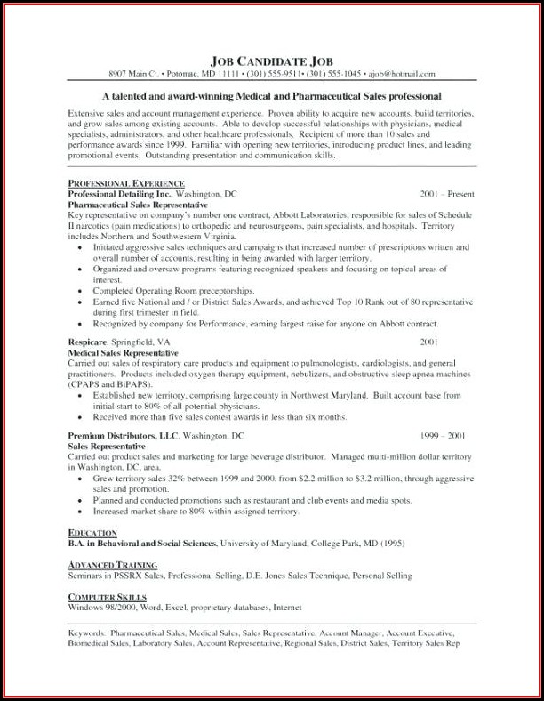 Sample Resume For Territory Sales Manager Sample Resume For Territory Sales Manager