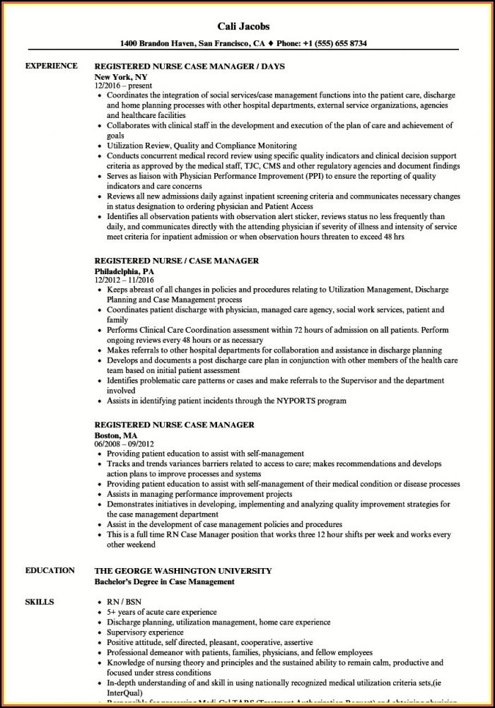 Sample Resume Rn Case Manager Sample Resume Rn Case Manager