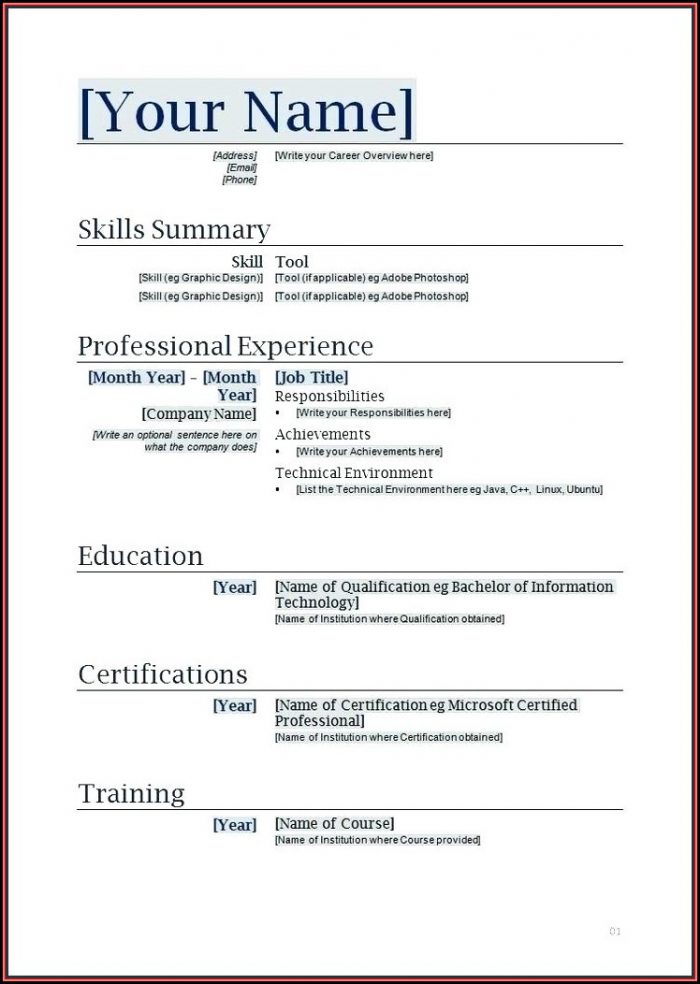 Sample Resume Word Document Free Download Sample Resume Word Document Free Download