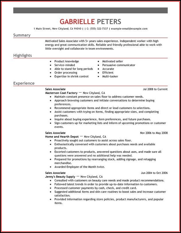 Sample Resumes Sales Associate Sample Resumes Sales Associate