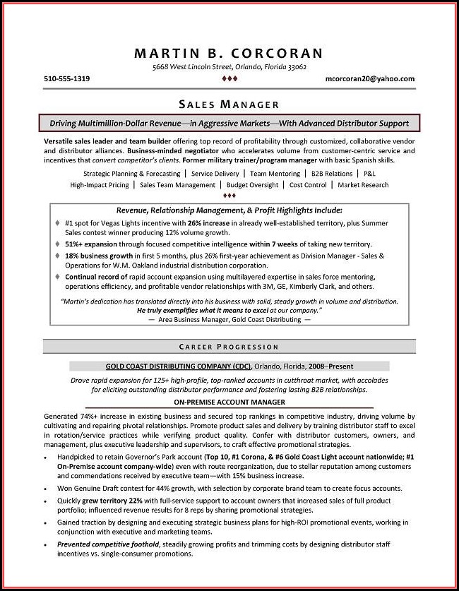 Sample Resumes Sales Manager Sample Resumes Sales Manager