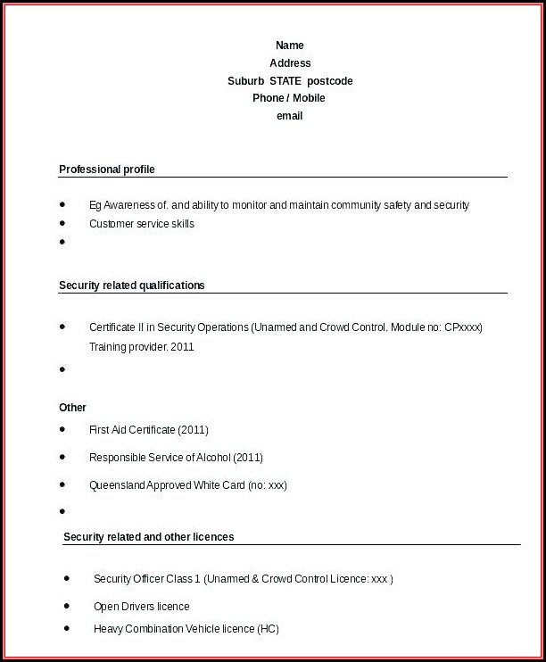 Sample Unarmed Security Guard Resume Sample Unarmed Security Guard Resume