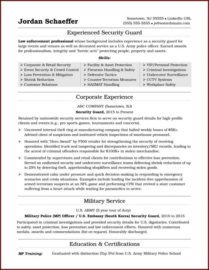 Security Guard Resume Format In Word Security Guard Resume Format In Word