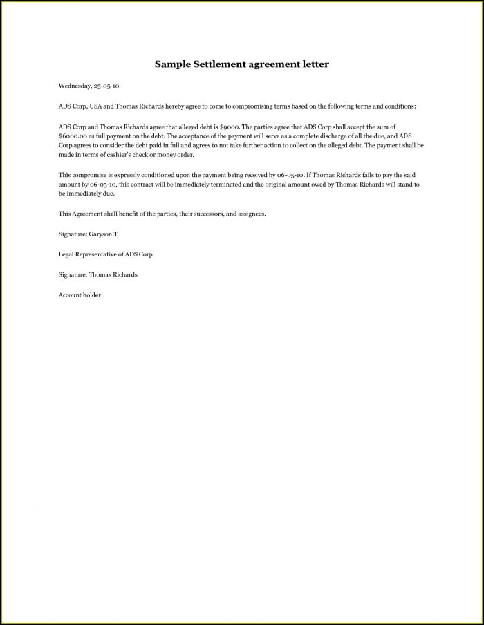 Settlement Agreement Cover Letter Template Settlement Agreement Cover Letter Template