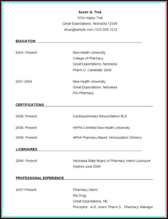 Simple Resume Format Ms Word Download Simple Resume Format Ms Word Download