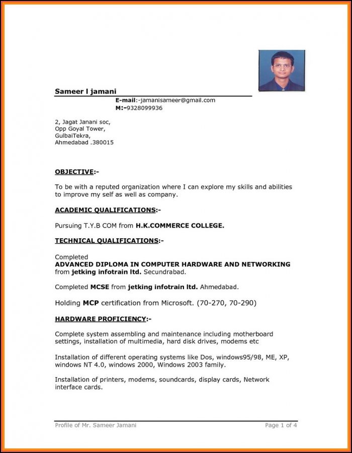 Simple Resume Format Word 2007 Simple Resume Format Word 2007