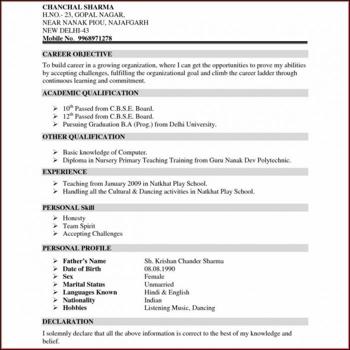 Simple Resume Format Word Doc Simple Resume Format Word Doc