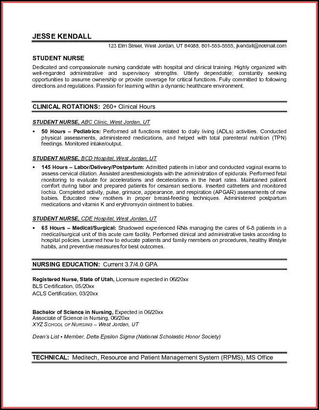 Student Nurse Resume Template Free Student Nurse Resume Template Free